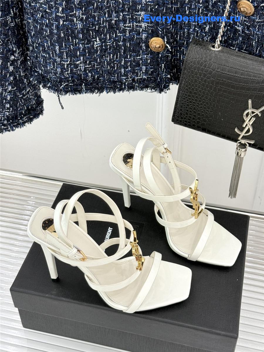 Sa1nt Lau*nt white cassandra wedges