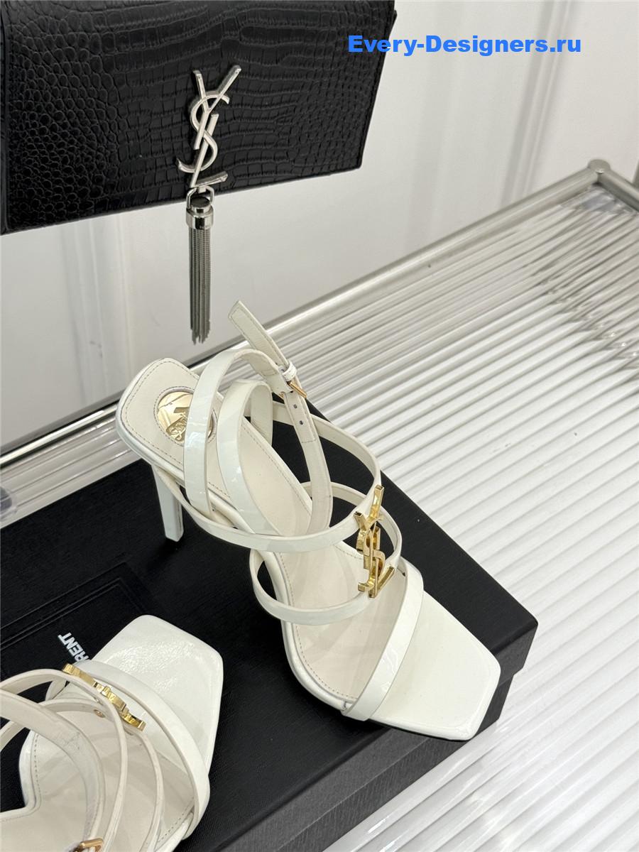 Sa1nt Lau*nt white cassandra wedges