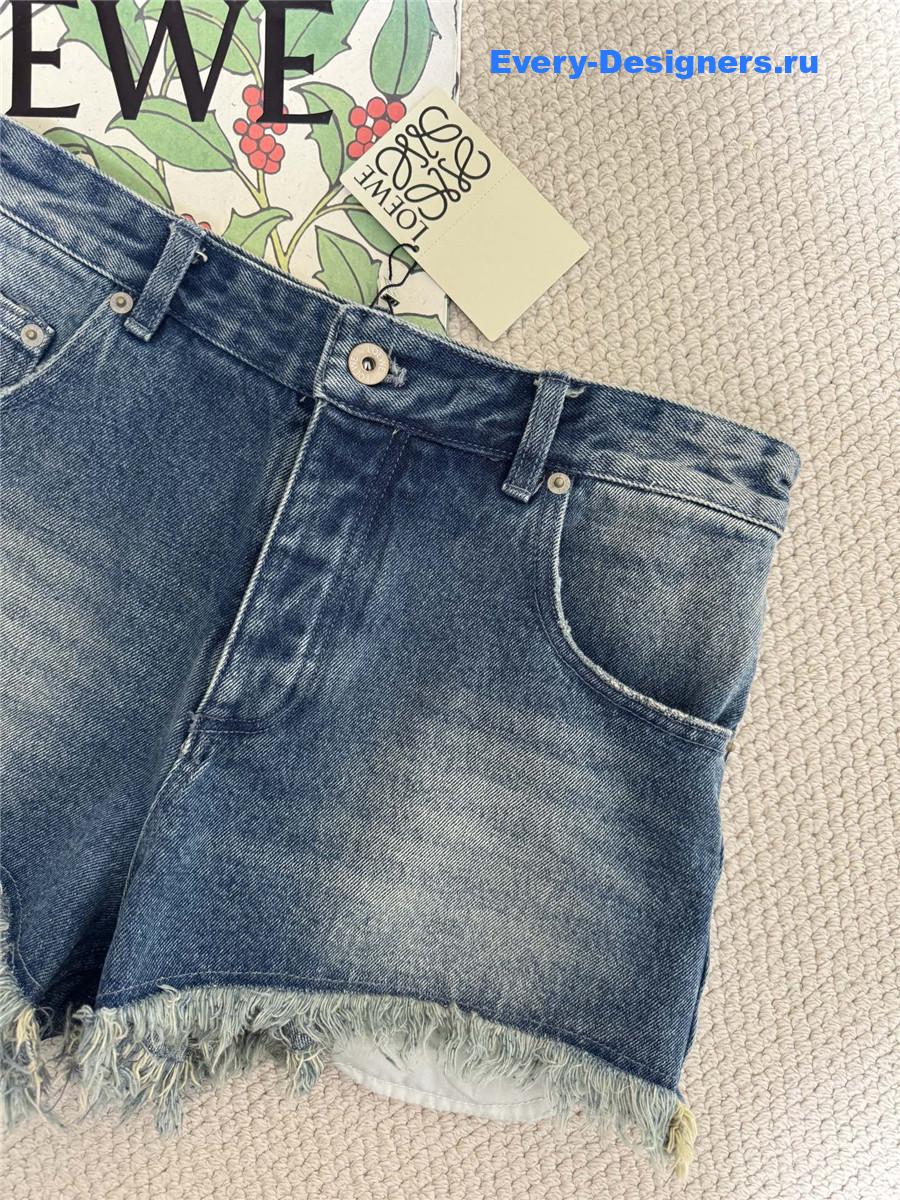 L0ew* anagram denim shorts in blue