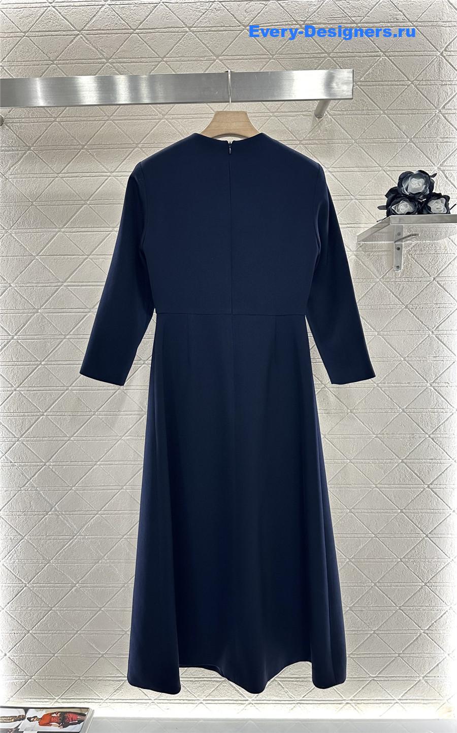 Va1e*ntin0 blue crepe couture midi dress