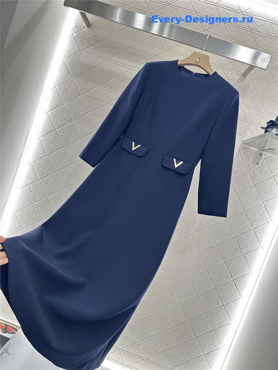 Va1e*ntin0 blue crepe couture midi dress