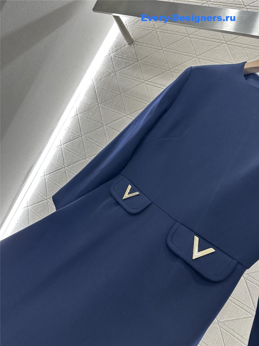 Va1e*ntin0 blue crepe couture midi dress