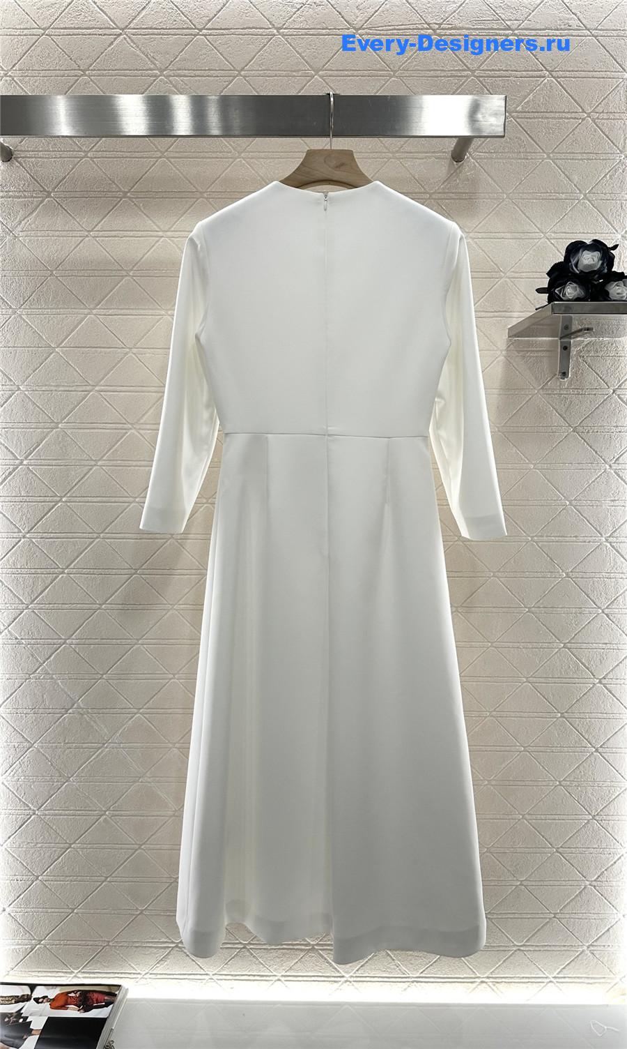 Va1e*ntin0 white crepe couture midi dress