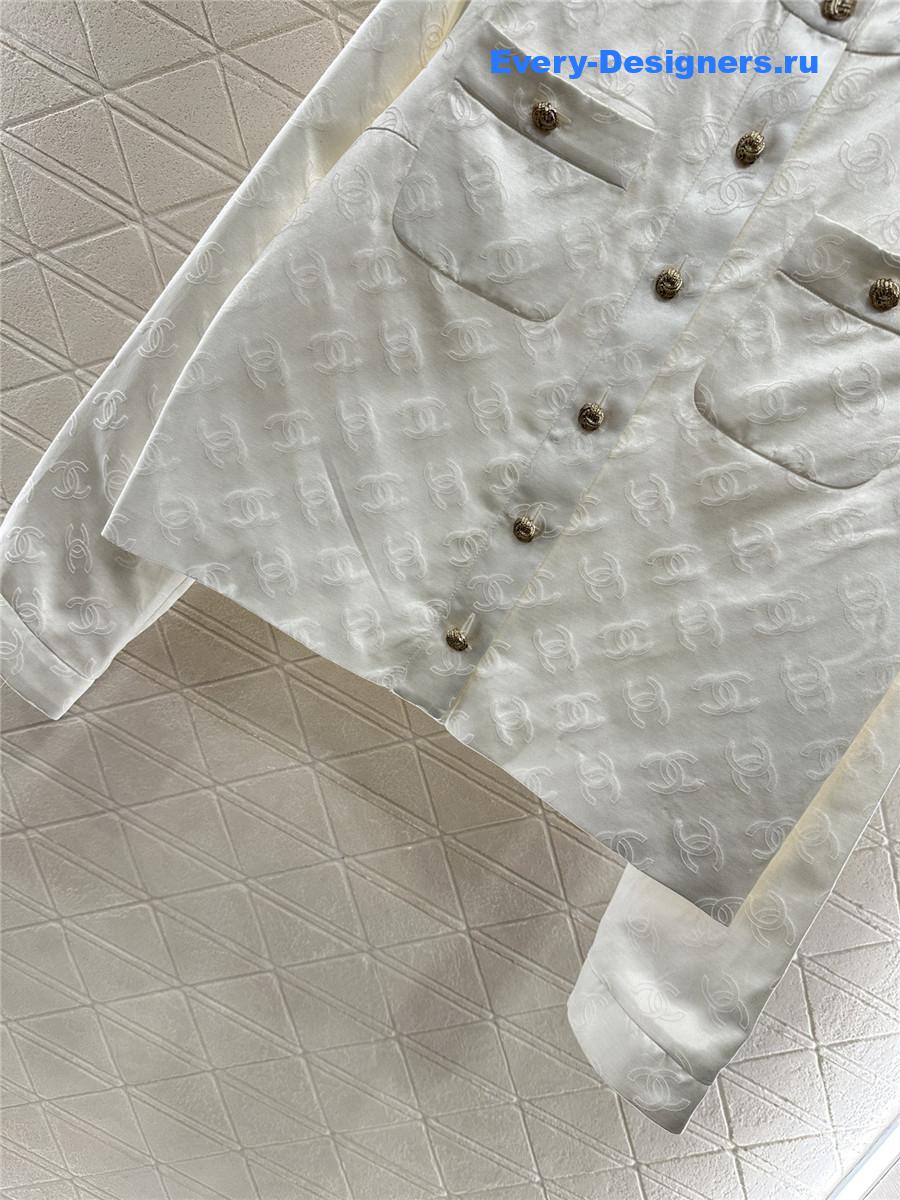 Ch**el white cc jacquard jacket