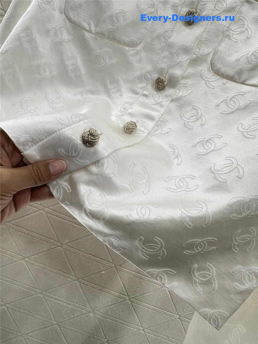 Ch**el white cc jacquard jacket