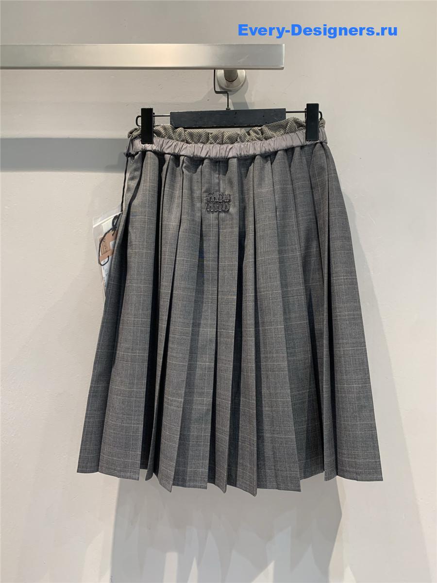 Miu Miu Slate Gray Pleated Dress