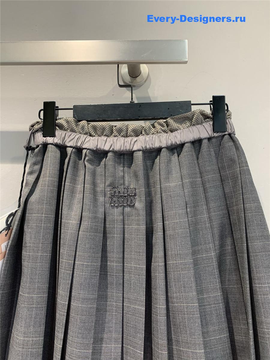 Miu Miu Slate Gray Pleated Dress