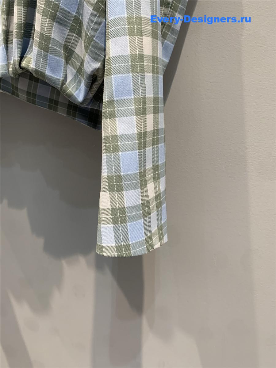 L0ew* blue checked draped jacket