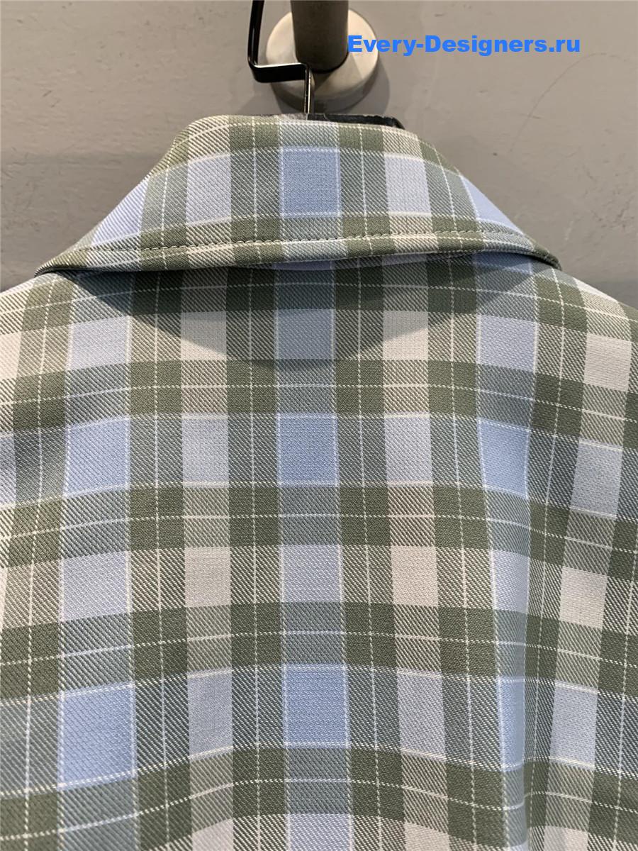 L0ew* blue checked draped jacket