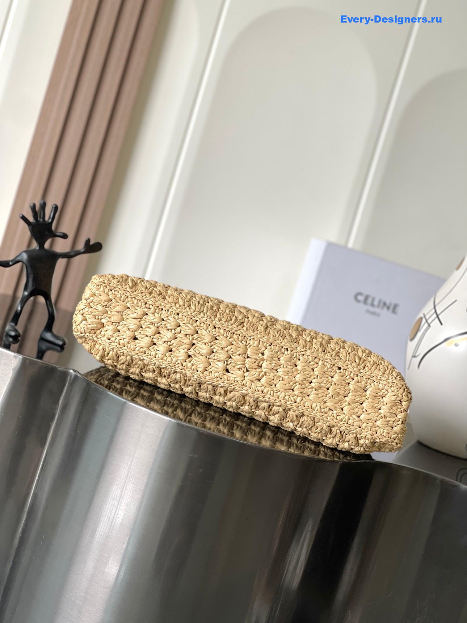 Ce1i*e cabas triangle in raffia and calfskin