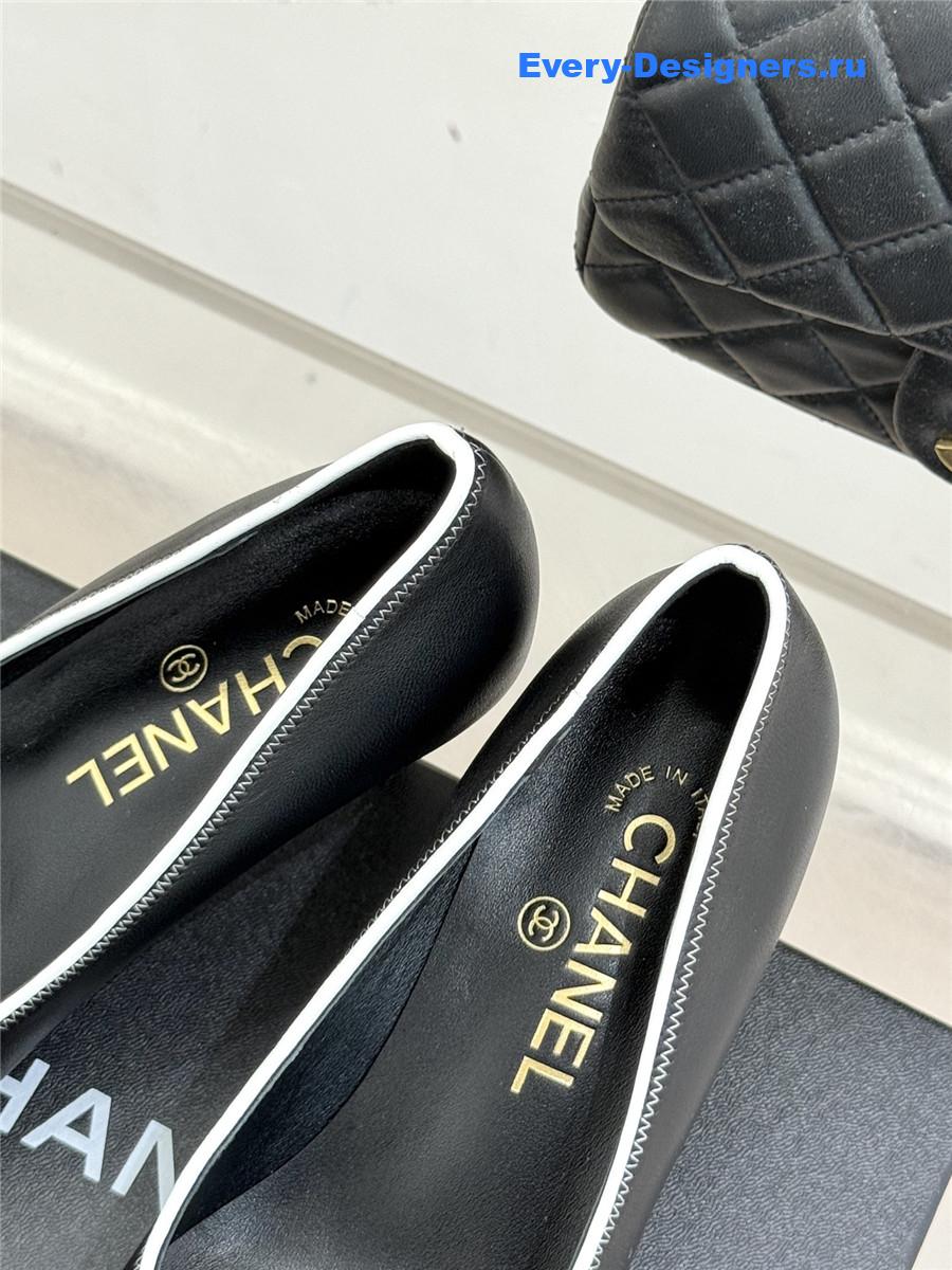 Ch**el black lambskin cc pumps