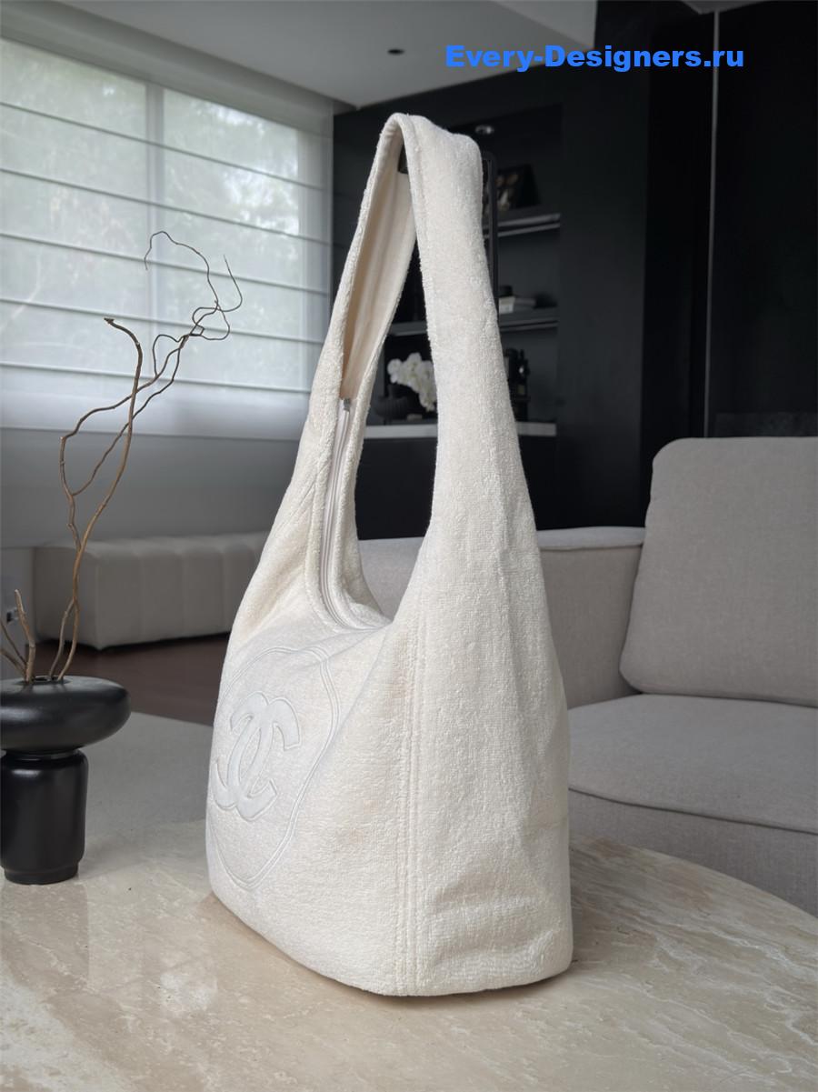 Ch**el white denim hobo bag