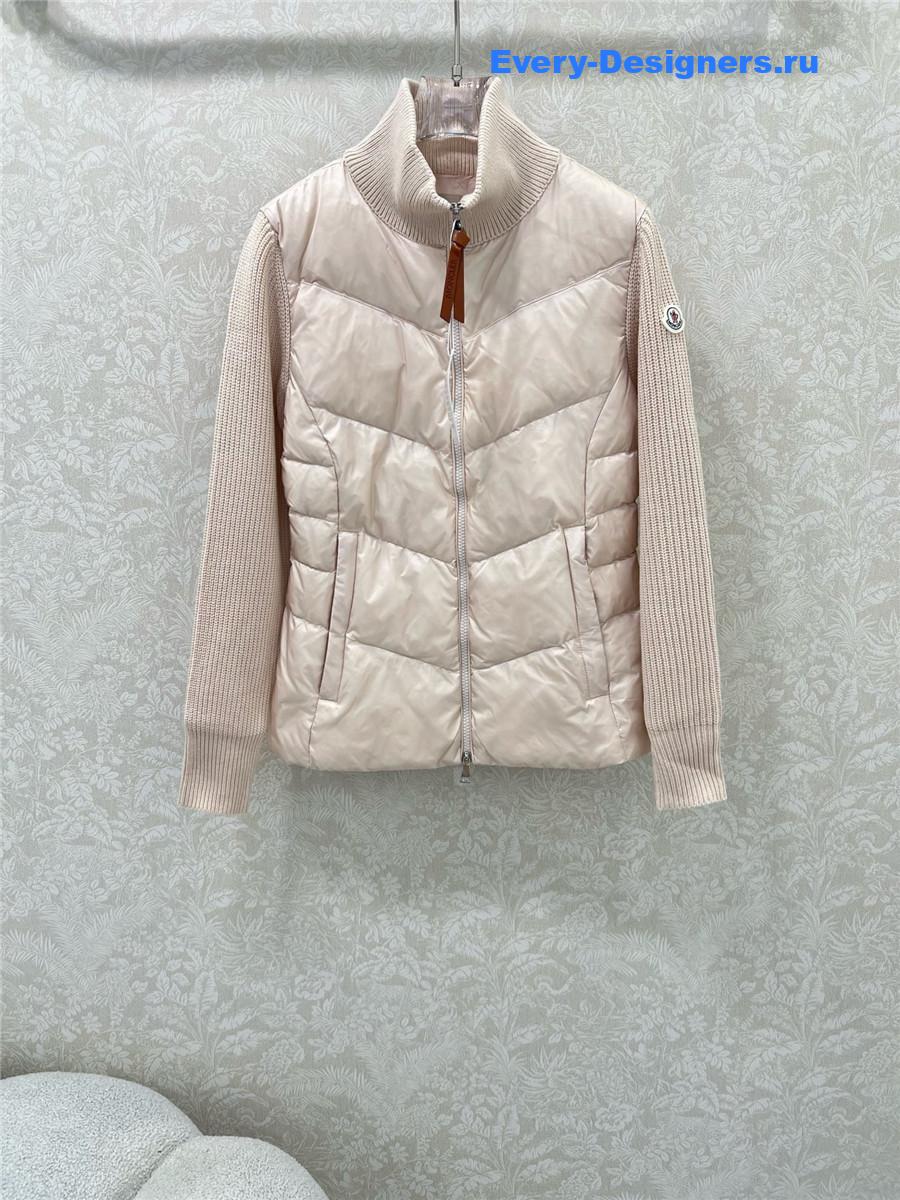 Moncler Pink Ribbed-Panel Jacket