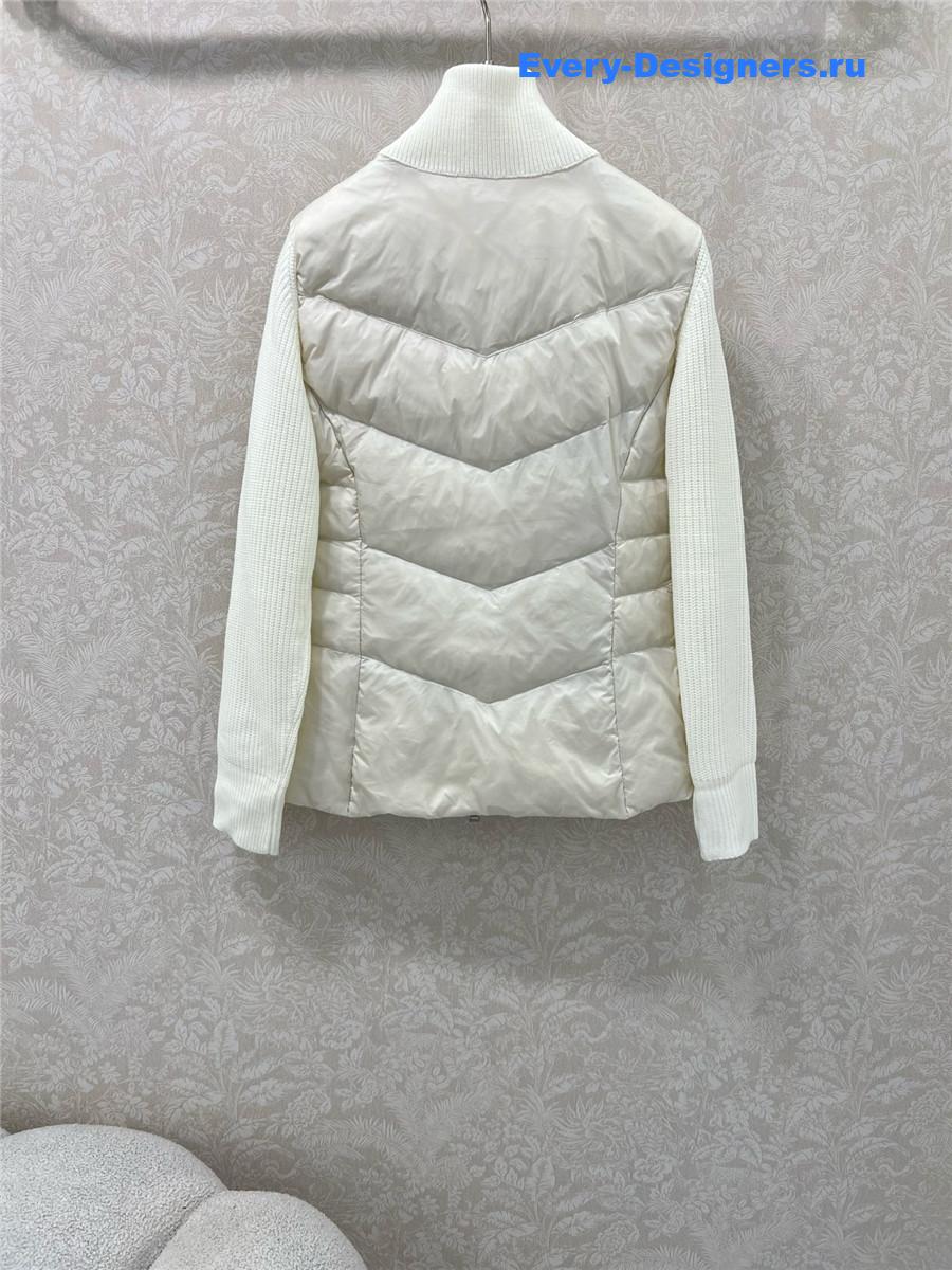 Moncler White Ribbed-Panel Jacket