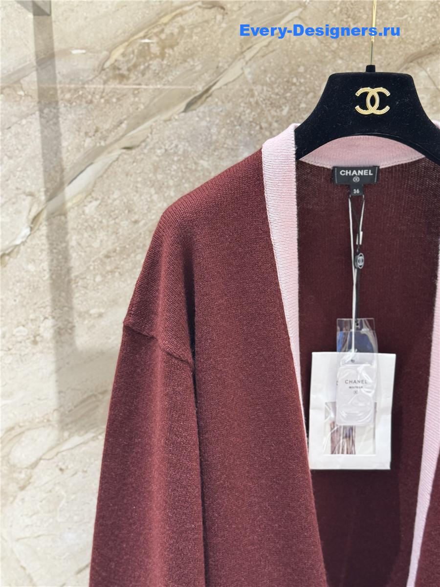 Ch**el burgundy cashmere cardigan