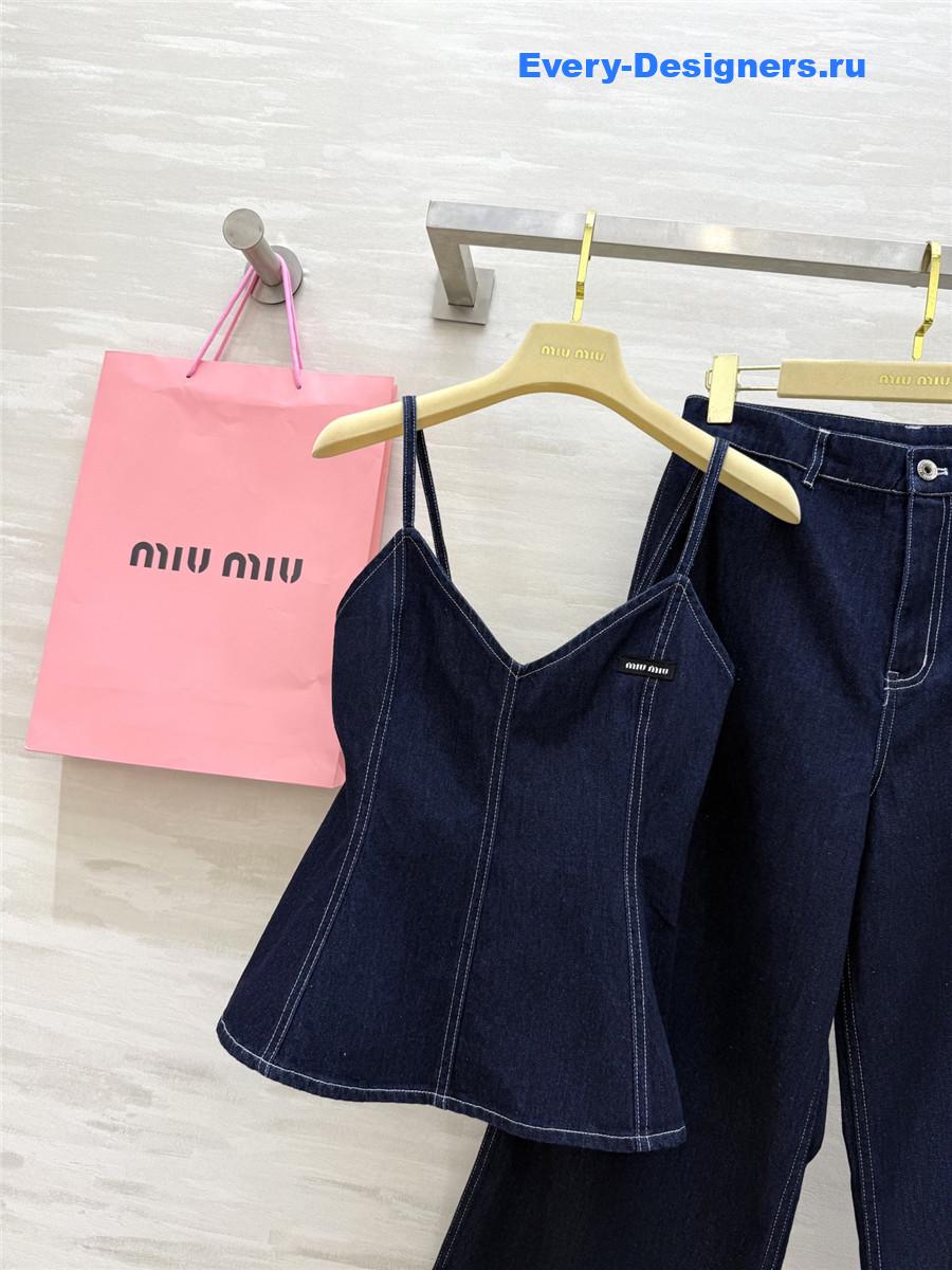 Miu Miu Denim Suspenders Jeans Set