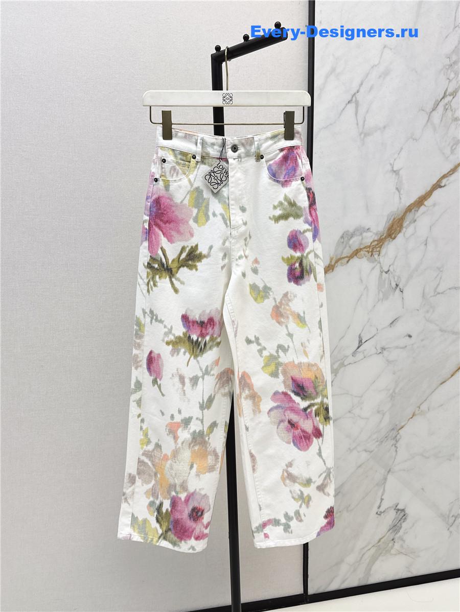 L0ew* floral-print wide-leg jeans