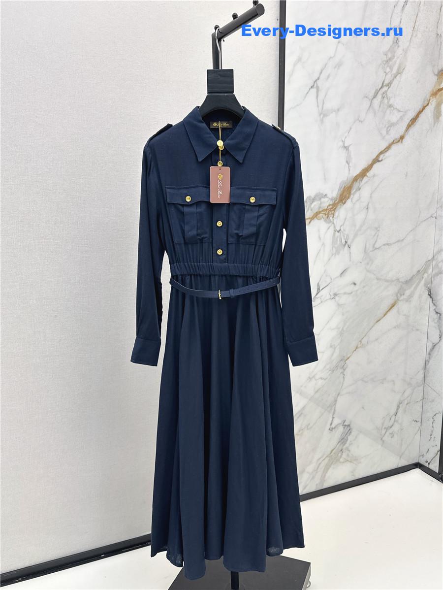 L0r0 P1ana shirt collar long sleeve shirt dress
