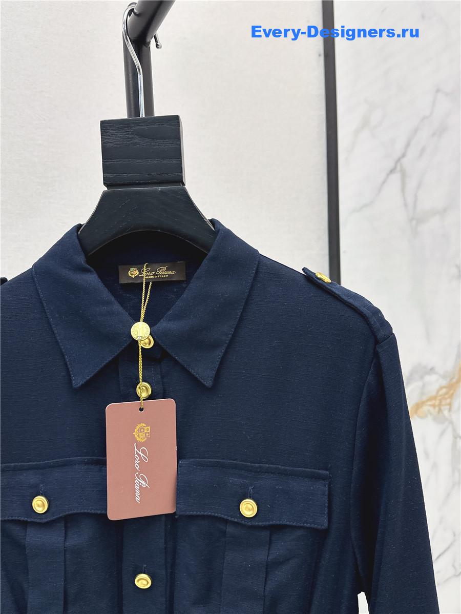 L0r0 P1ana shirt collar long sleeve shirt dress