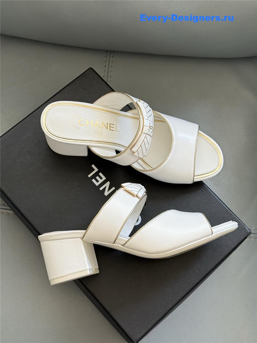 Ch**el white bowknot sandals