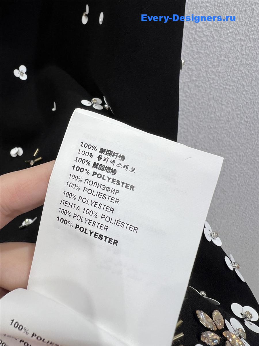 Miu Miu Black Beaded V-Neck Dress