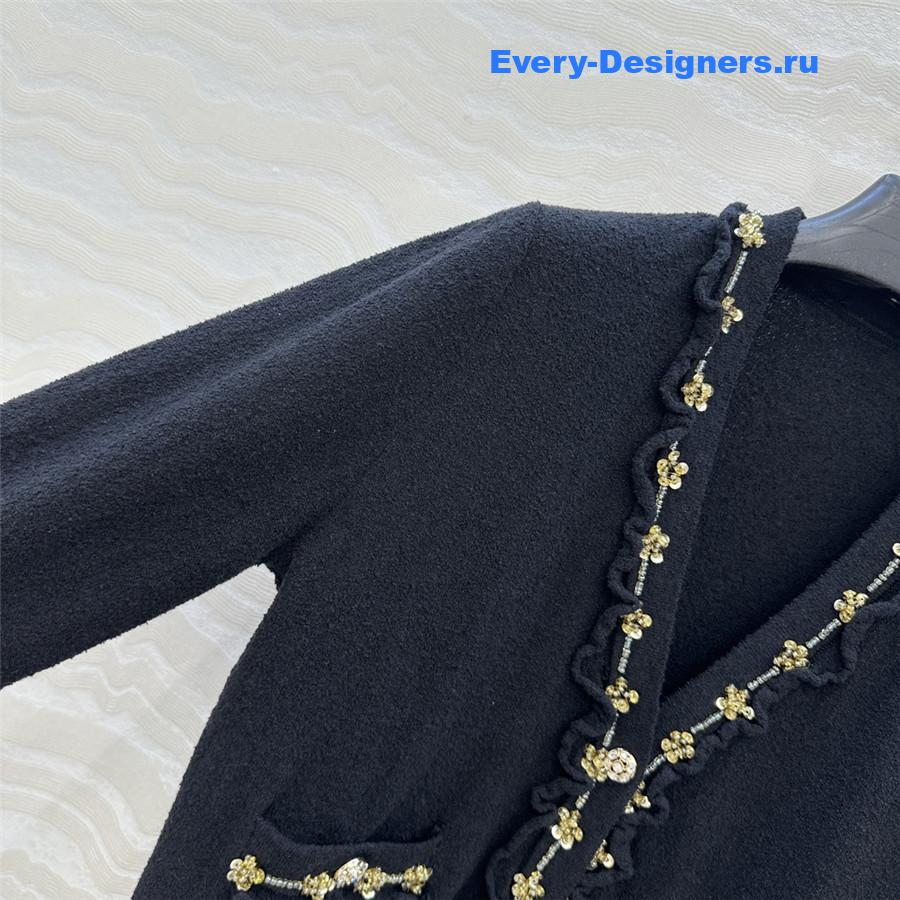 Ch**el ruffled lace knitted v-neck cardigan