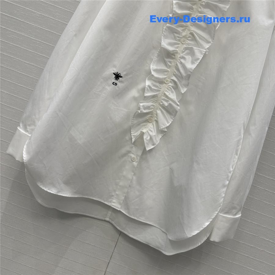 D10r white ribbon ruffled shirt