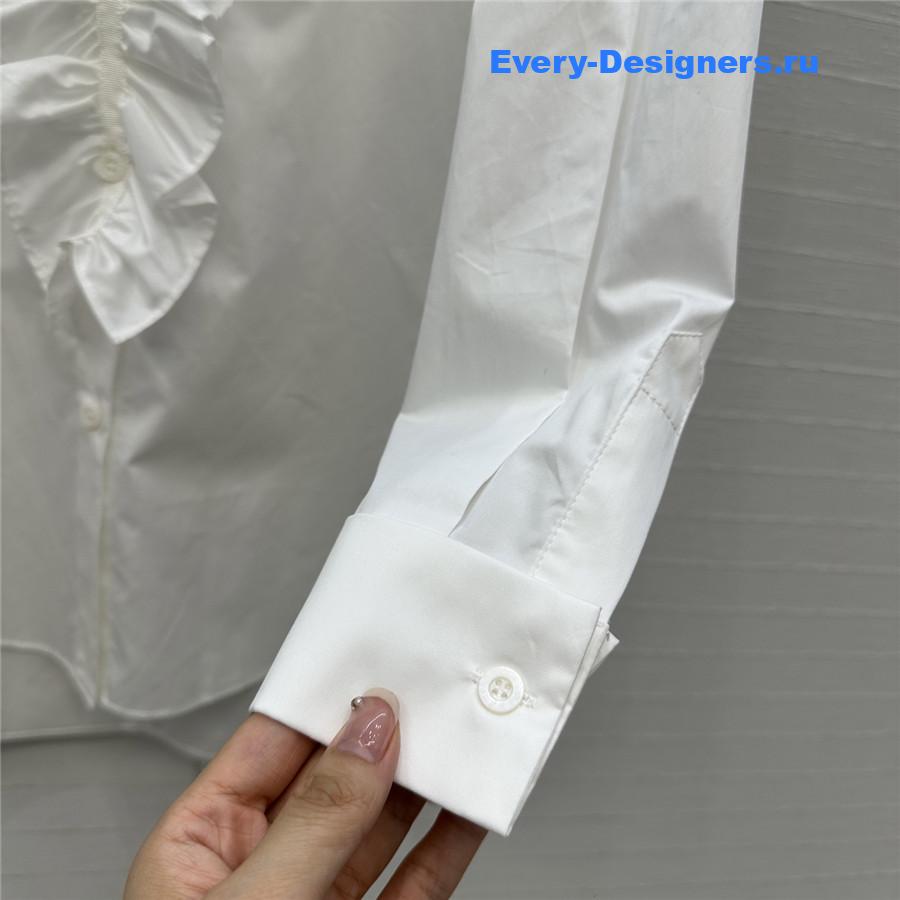 D10r white ribbon ruffled shirt