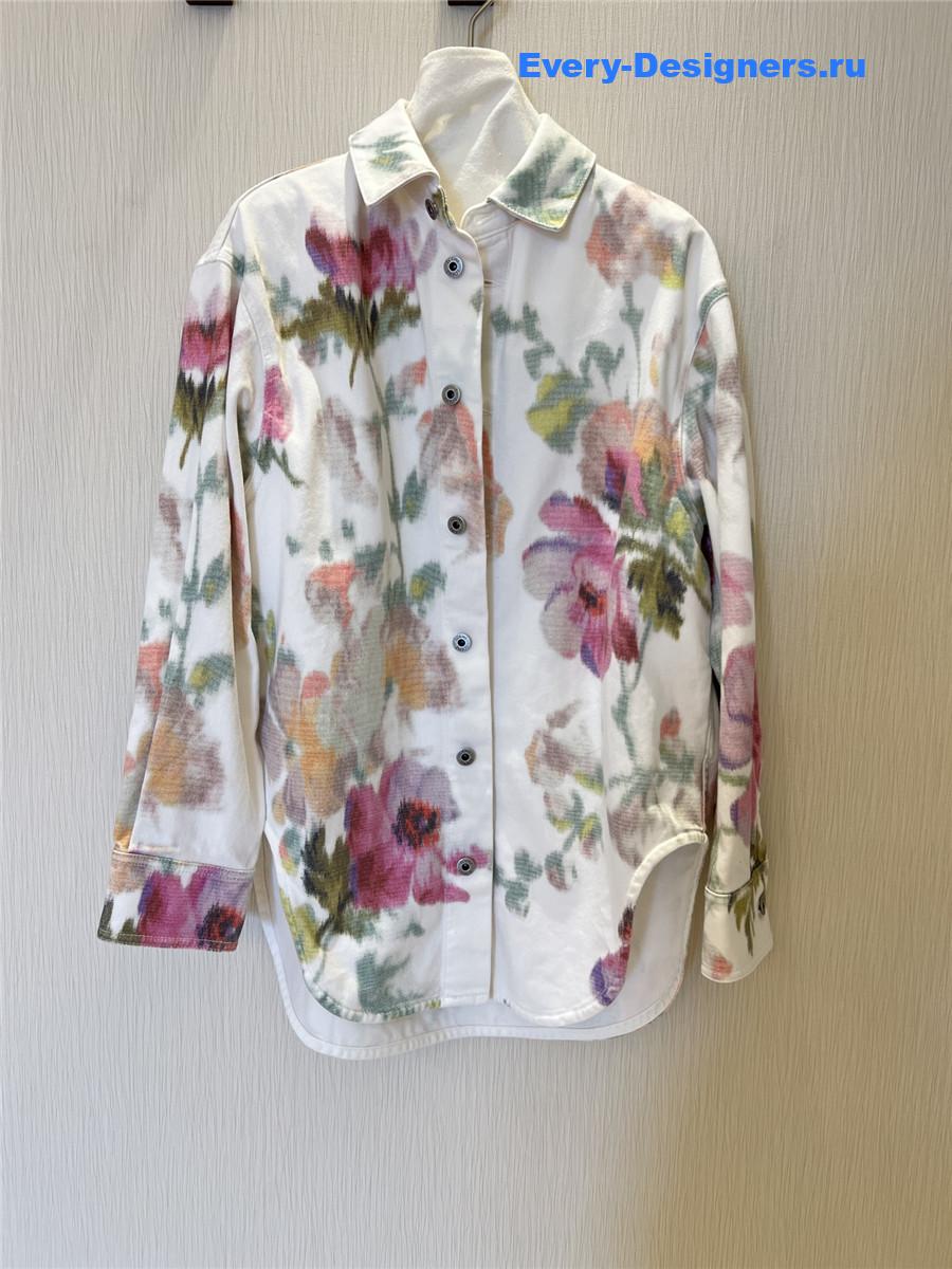 L0ew* floral denim overshirt