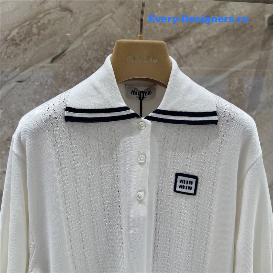 Miu Miu White Cashmere Polo Top