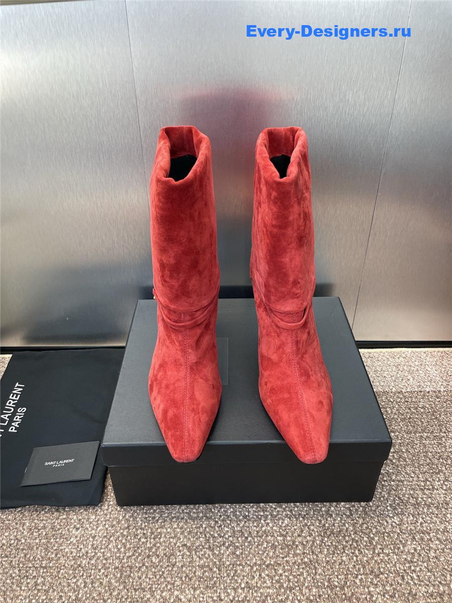 Sa1nt Lau*nt logo buckle ankle boots