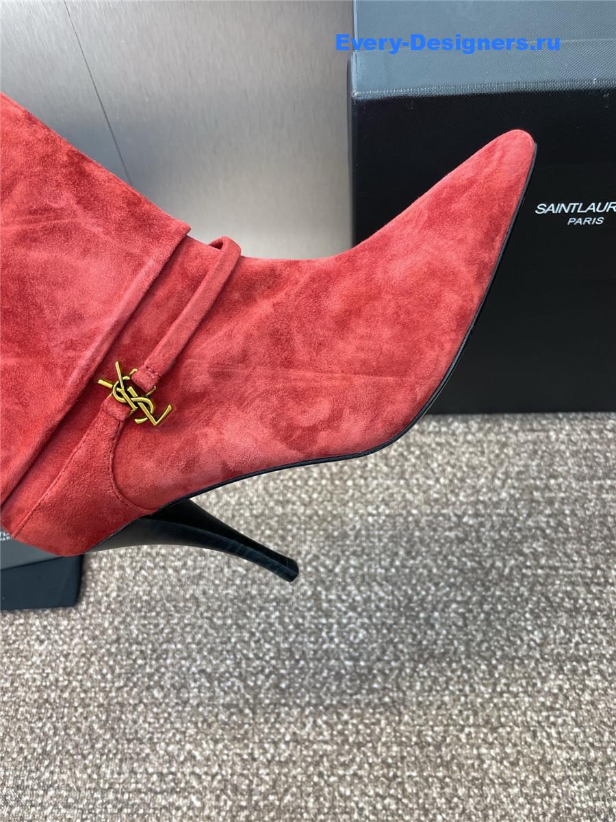 Sa1nt Lau*nt logo buckle ankle boots