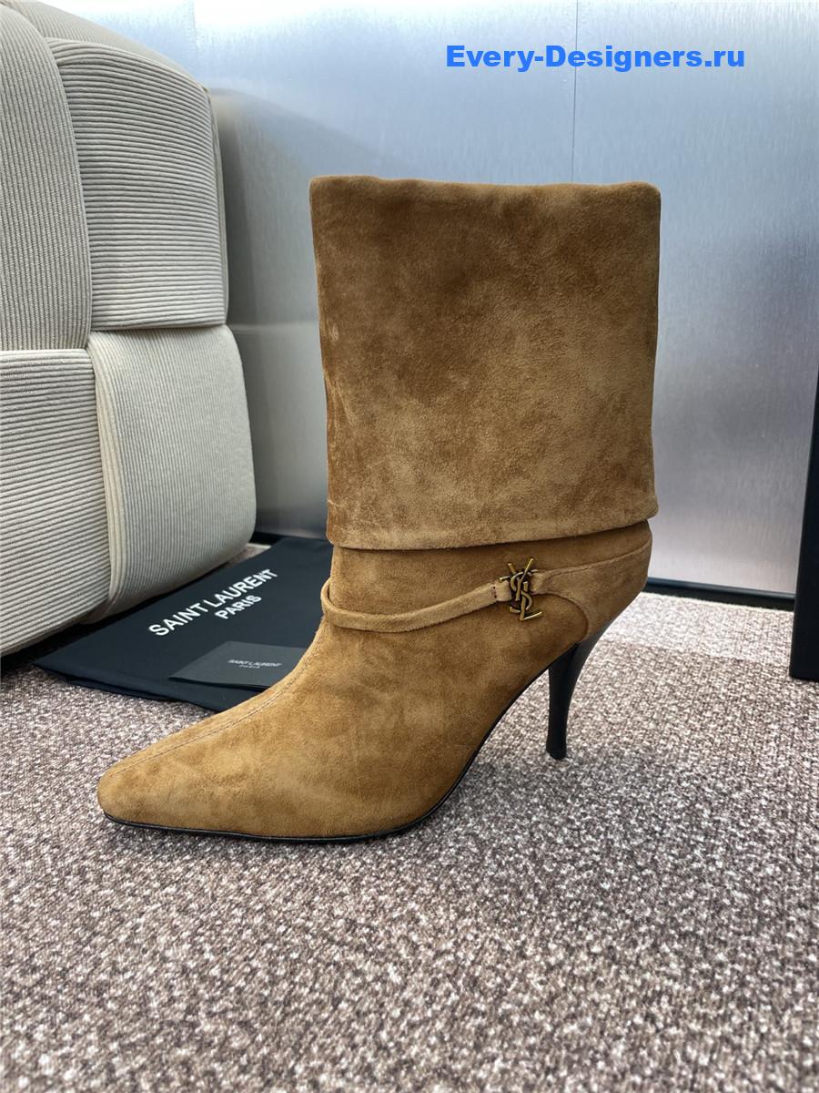 Sa1nt Lau*nt beige ankle boots