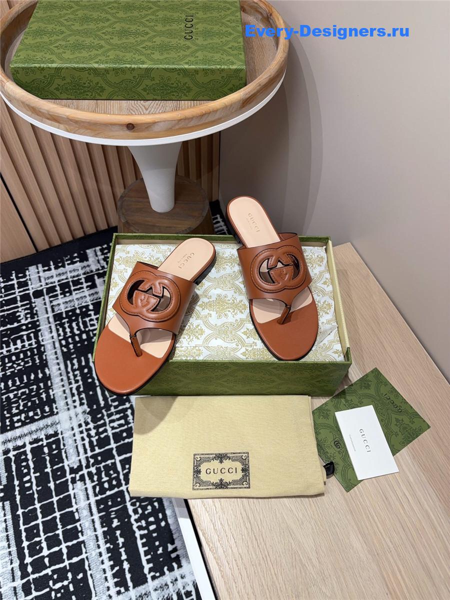 Gvc*1 gg brown leather sandals