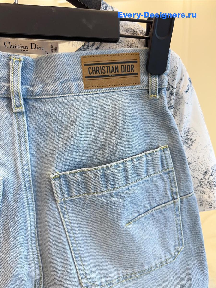 D10r printed denim shorts