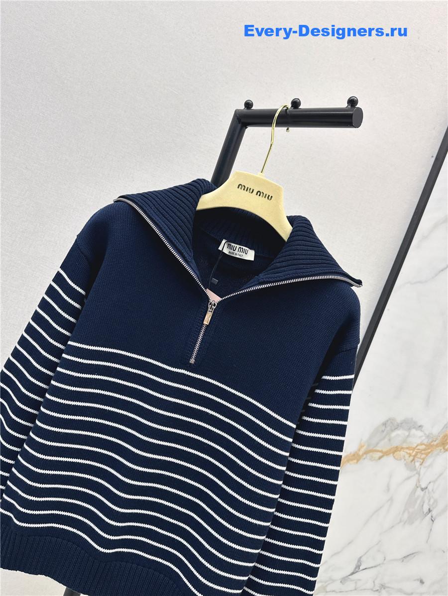 Miu Miu blue white cashmere sweater