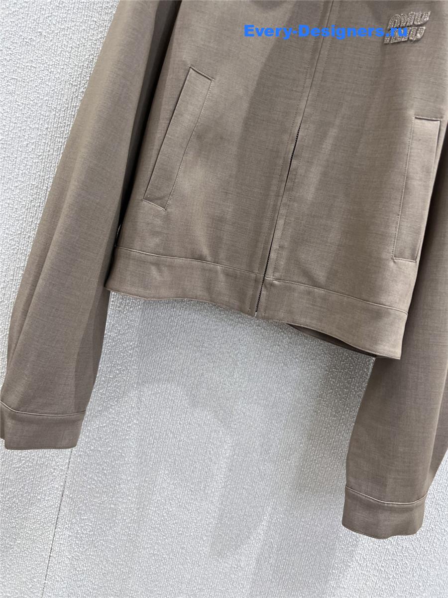 Miu Miu Brown Gabardine Blouson Jacket