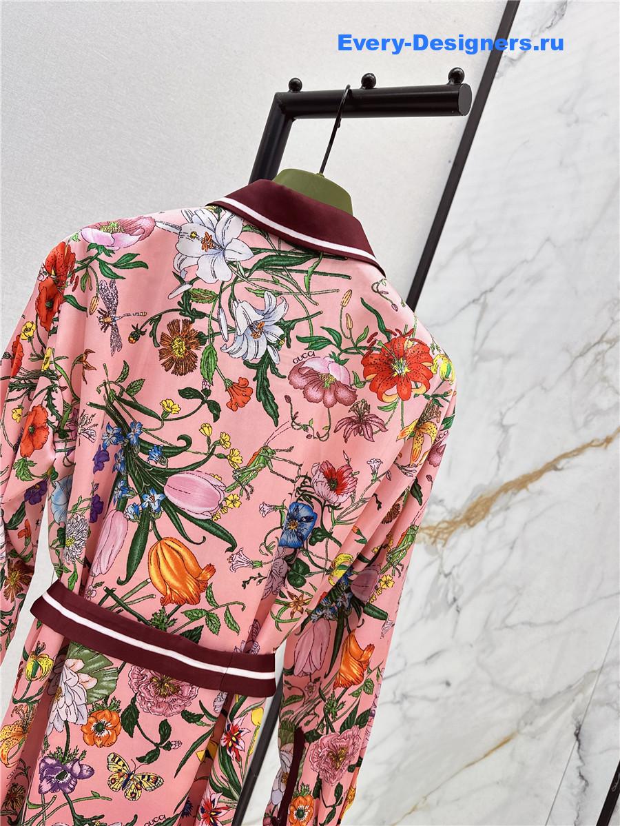 Gvc*1 gradient flora silk shirt dress