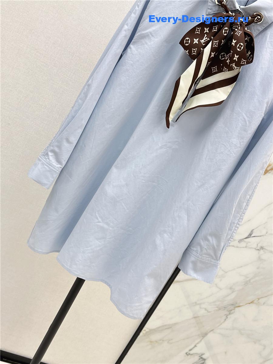 l0vis Vvtt0n blue monogram scarf shirt dress