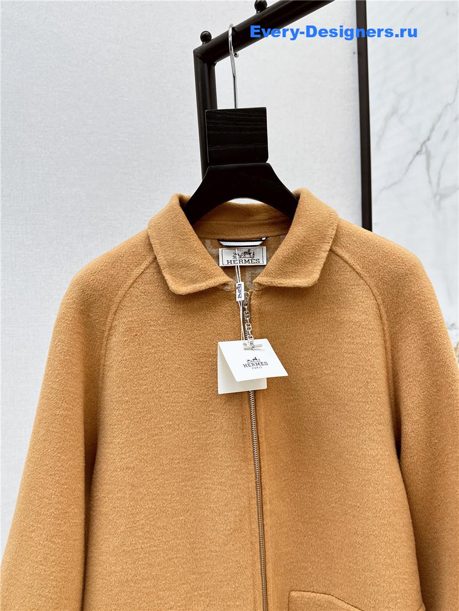 H**me5 double cashmere long coat in brown