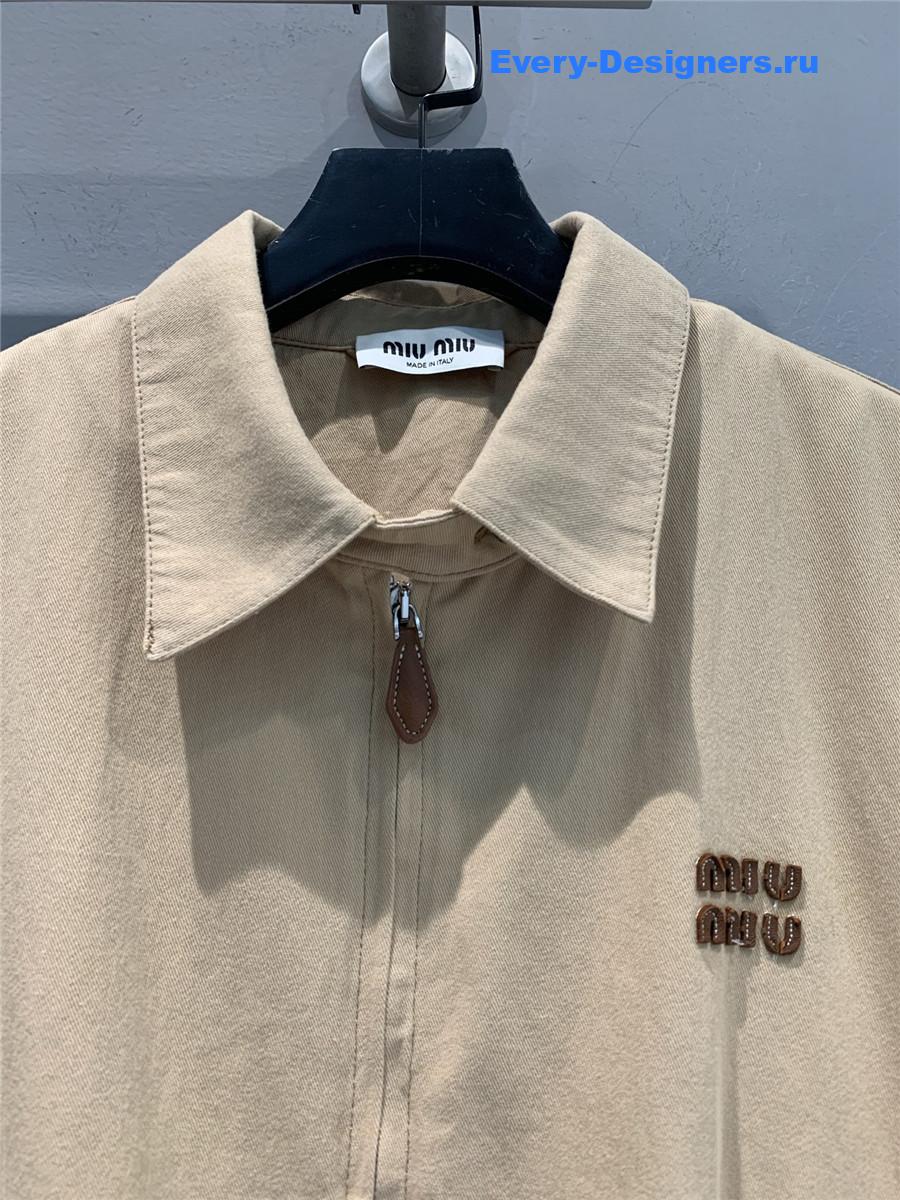 Miu Miu Denim Blouson Jacket Beige