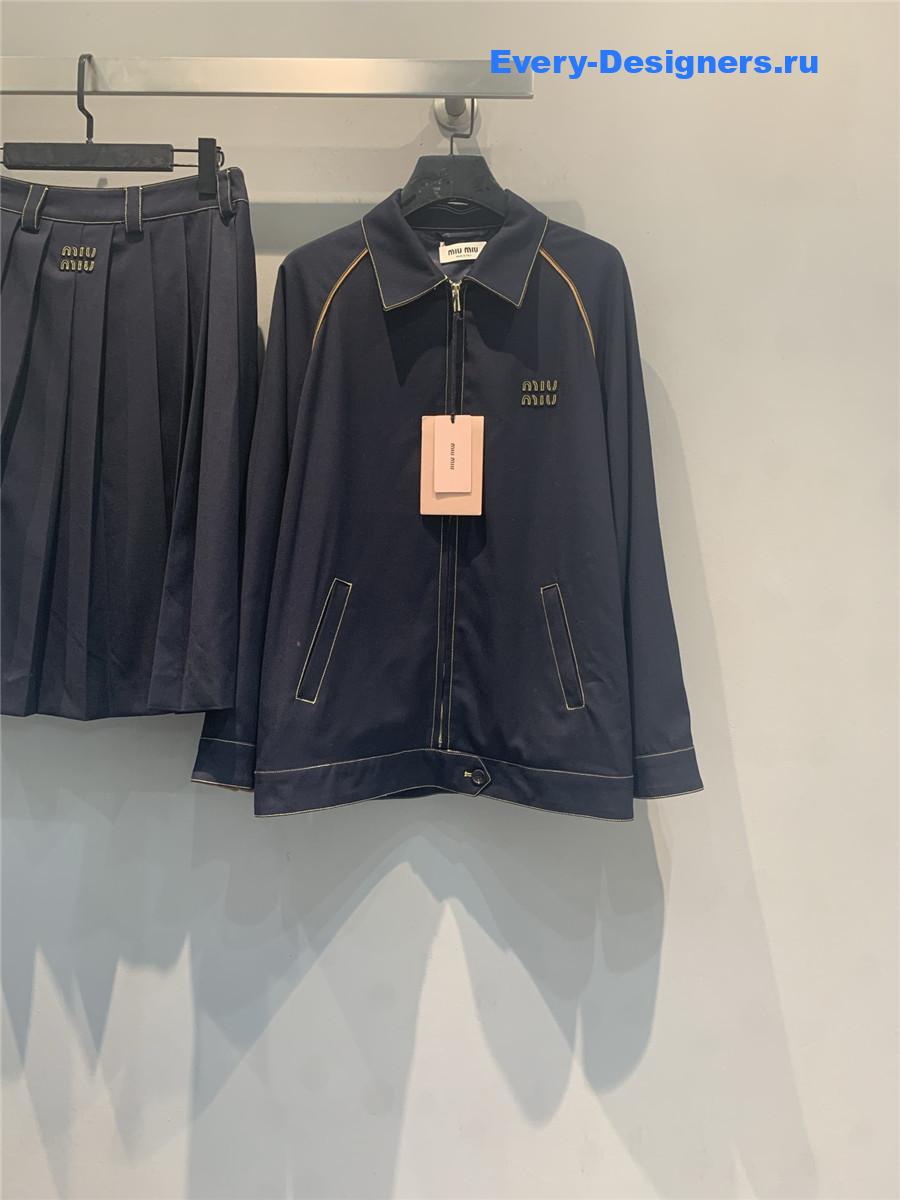 Miu Miu Sapphire Denim & Leather Blouson