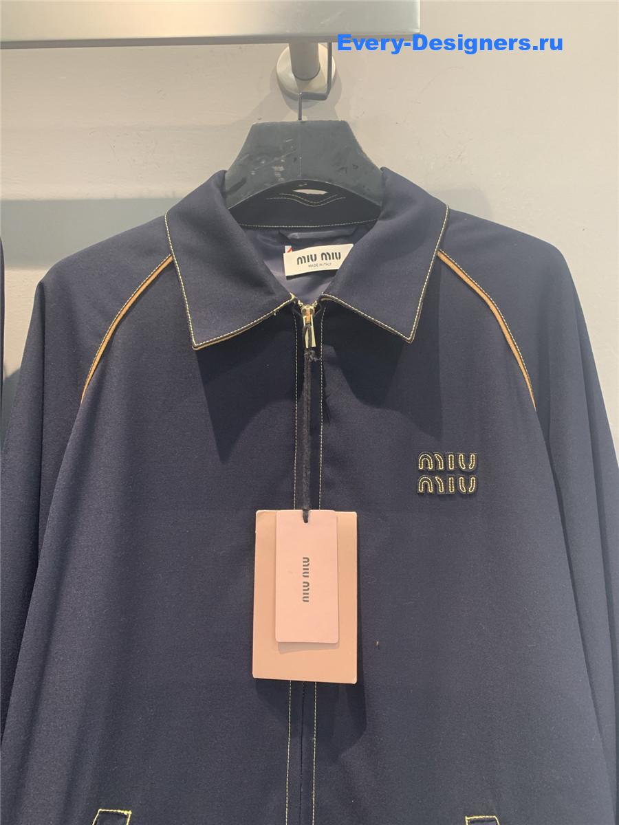 Miu Miu Sapphire Denim & Leather Blouson