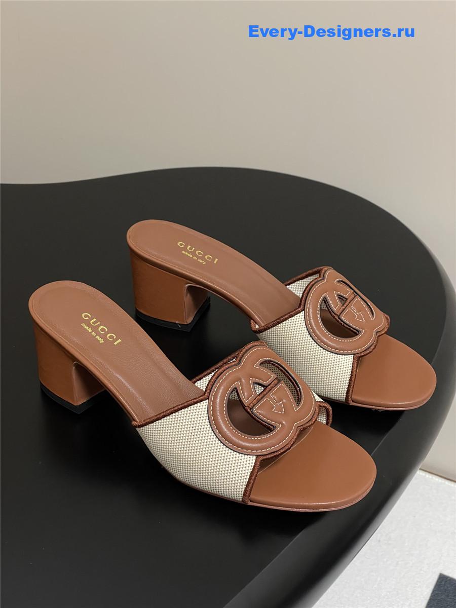 Gvc*1 interlocking g brown mules