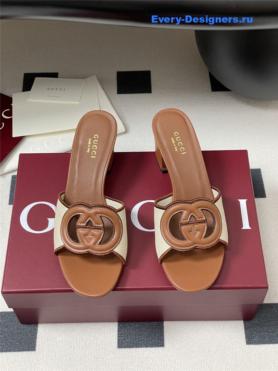Gvc*1 interlocking g brown mules