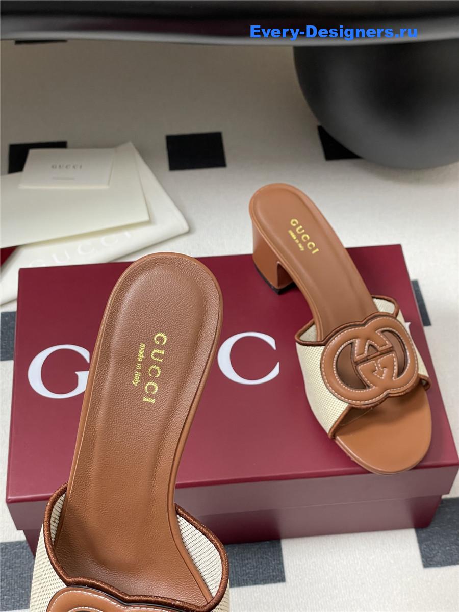 Gvc*1 interlocking g brown mules
