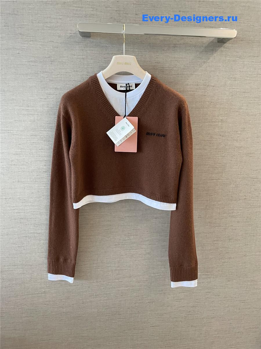 Miu Miu V-Neck Cashmere Crop Sweater