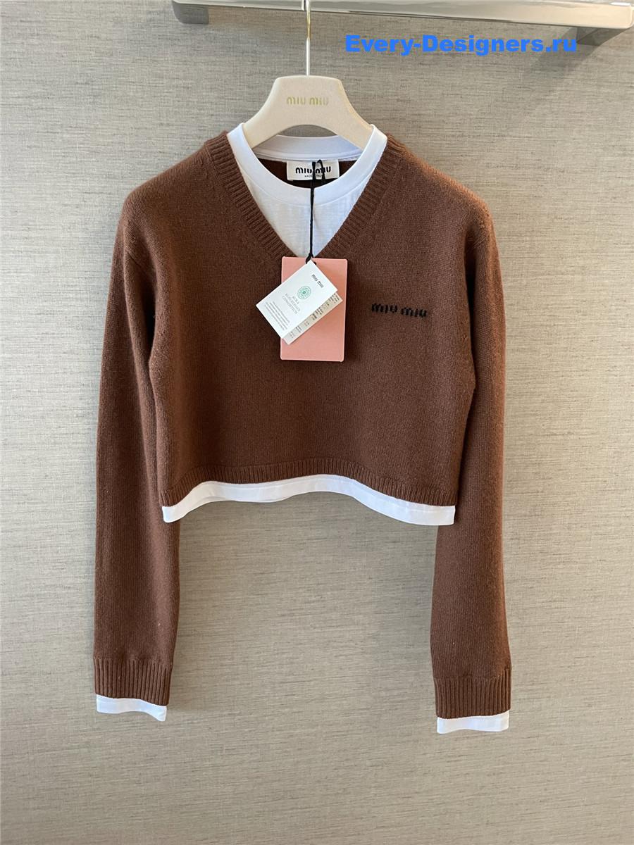 Miu Miu V-Neck Cashmere Crop Sweater