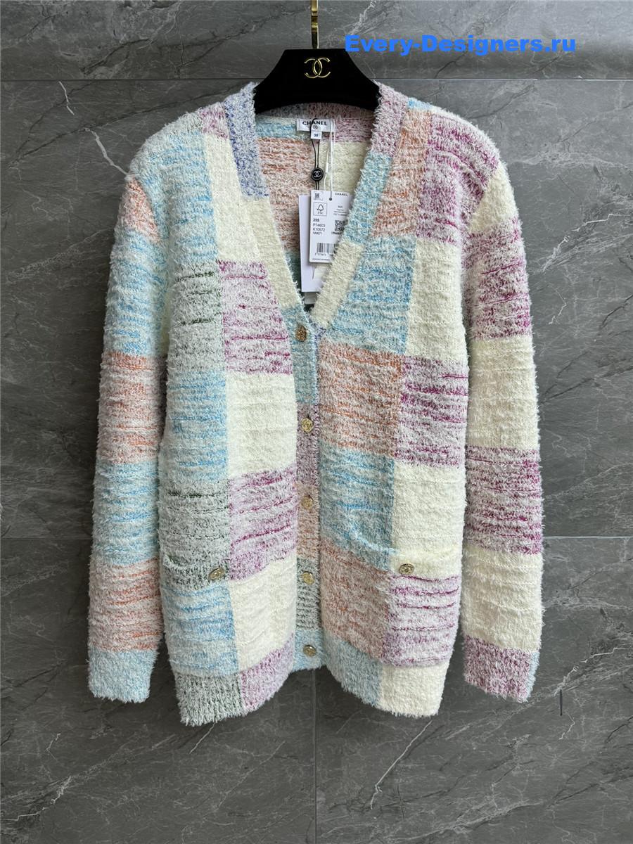 Ch**el coco gradient plaid cardigan