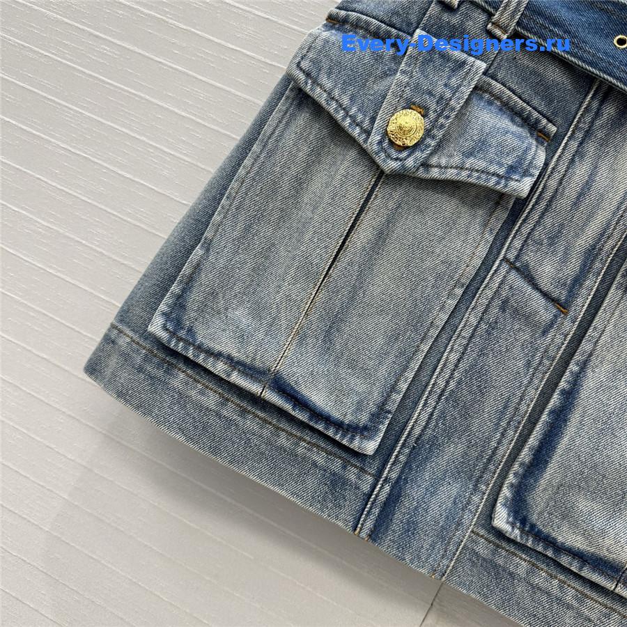 BALMAIN Blue Denim Skirt for Women